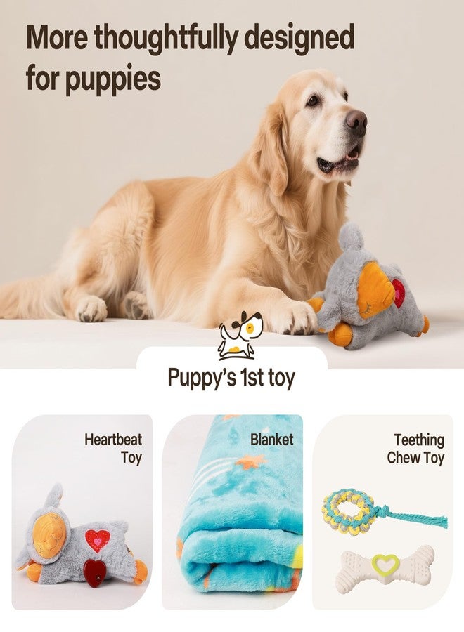 all for paws Puppy Essentials Starter Kit - New Born Dog Toys Gifts Heartbeat Puppy for Dogs, Teething Toys, Heat Packs & Cozy Blanket for Crate Training & Anxiety Relief - Image 3