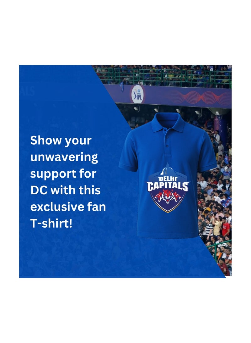 Delhi Capitals Cricket Men's Dry-Fit Polo Neck T-Shirt|DC Tshirt With Cap|Soft&Breathable Sportswear For Cricket Lovers|Wear It For Games