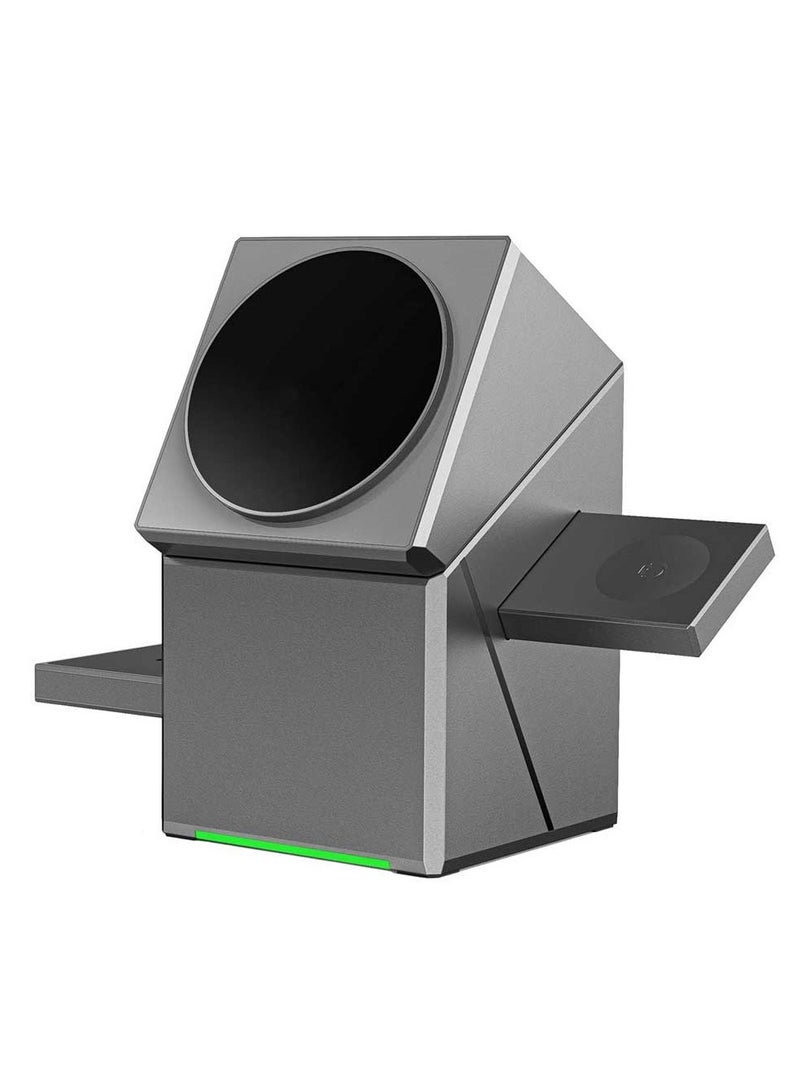 بوسيديان شاحن لاسلكي 3 في 1 بتصميم مغناطيسي منبثق | محطة شحن عالية التقنية تدور تلقائيًا | شحن سريع 15 وات متوافق مع iPhone وWatch وسماعات الأذن - Image 2