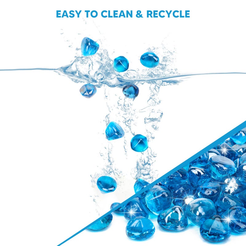 Mr. Fireglass 10 Pounds Blended Fire Glass Diamonds for Fireplace Fire Pit & Lanscaping - 1 inch High Luster Caribbean Blue Fire Rocks - Image 2