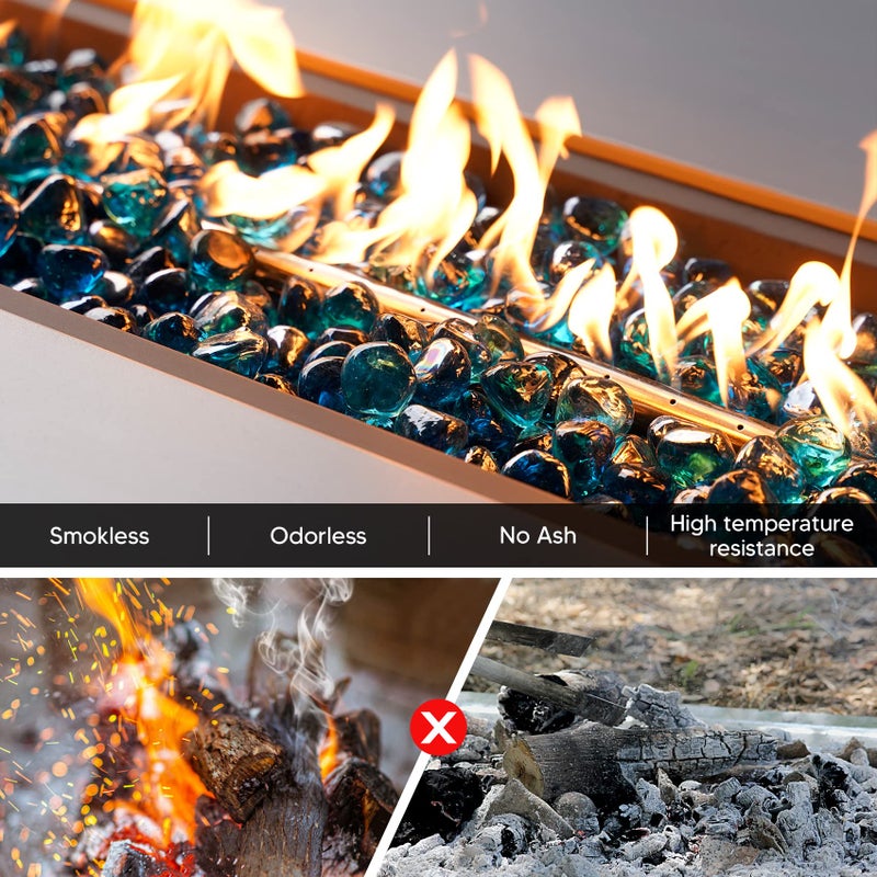 Mr. Fireglass 10 Pounds Blended Fire Glass Diamonds for Fireplace Fire Pit & Lanscaping - 1 inch High Luster Caribbean Blue Fire Rocks - Image 3