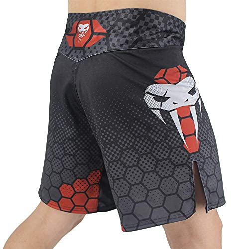 SOTF Boxing Shorts for Men Training Fight Shorts Men MMA BJJ Shorts No Gi with Pocket Black Red XXL Waist 38.5-40 inch - Image 2