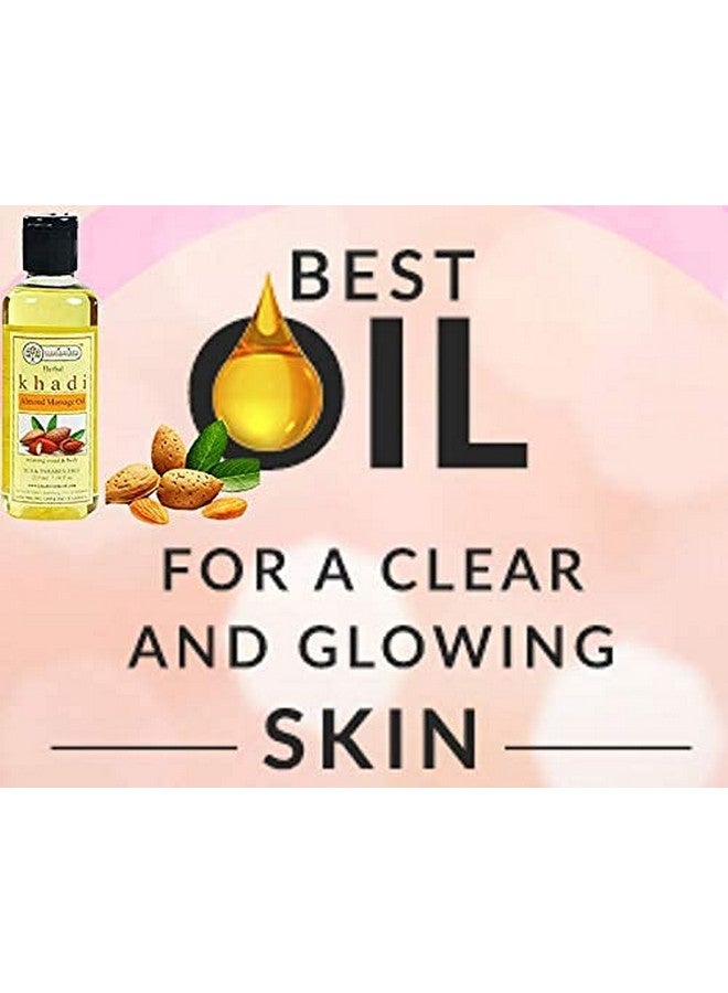 خادي ريشيخش زيت تدليك اللوز العشبي لتدليك الجسم بالكامل، تفتيح البشرة، تفتيحها، مع زيت الزيتون والجوجوبا | إزالة حب الشباب | مرطب قوي - زيت تخفيف التوتر، استرخاء الجسم والعقل، تخفيف الألم - للنساء / الرجال - 210 مل - Image 3