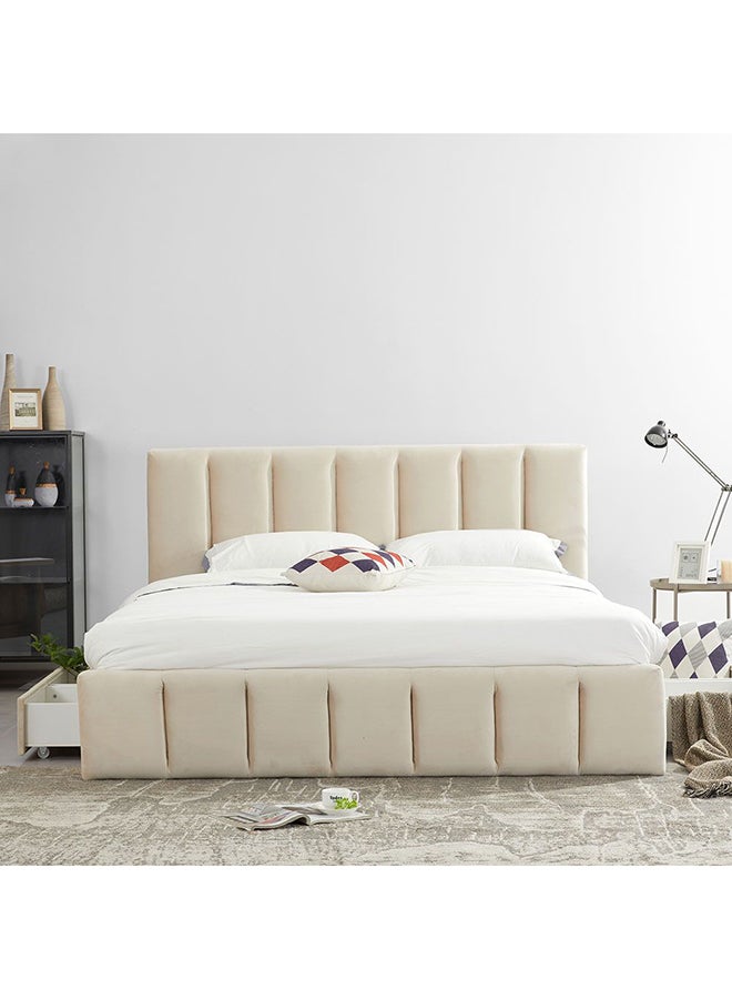 DANUBE HOME Danube Home Vista King Bed With 4 Drawers Sturdy Modern Design Wooden Double Bed Frame Furniture L 220 x W 191 x H 111 cm Light Beige  - Image 1