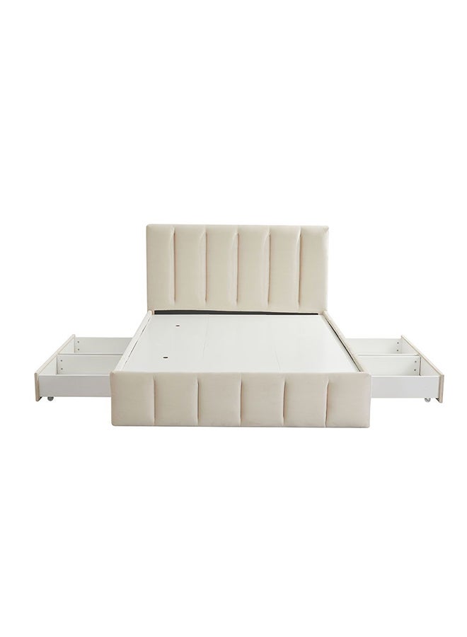 DANUBE HOME Danube Home Vista King Bed With 4 Drawers Sturdy Modern Design Wooden Double Bed Frame Furniture L 220 x W 191 x H 111 cm Light Beige  - Image 3