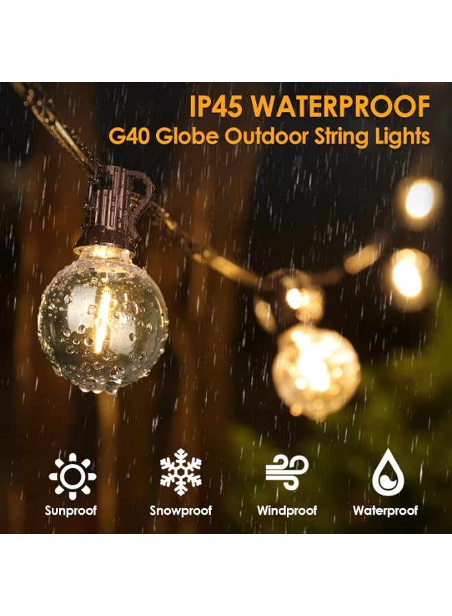 عربست 50Ft LED في الهواء الطلق سلسلة أضواء G40 الكرة الأرضية ضوء فناء قابل للتخفيف ، ضوء سلسلة معلقة للماء مع 50 مصابيح دافئة بيضاء مقاومة للكسر (2 مصابيح احتياطية) - Image 5