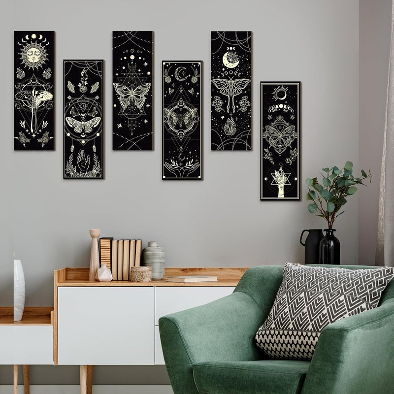 Tatuo 6 Pcs Farmhouse Southwest Home Wall Decor Frame Wall Hanging Boho Modern Abstract Art Prints Wooden Decorations for Bedroom Bathroom Apartment Mexican Farmhouse Wall Decor(Butterfly Style) - Image 4