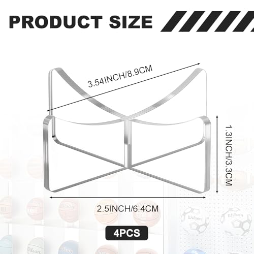 Orlanth [4 Pack] Basketball Stand 3.54x1.3 Inch, Clear Acrylic Ball Stand for Display, Storage Holder for Football Volleyball Soccer Basketball Rugby - Image 3