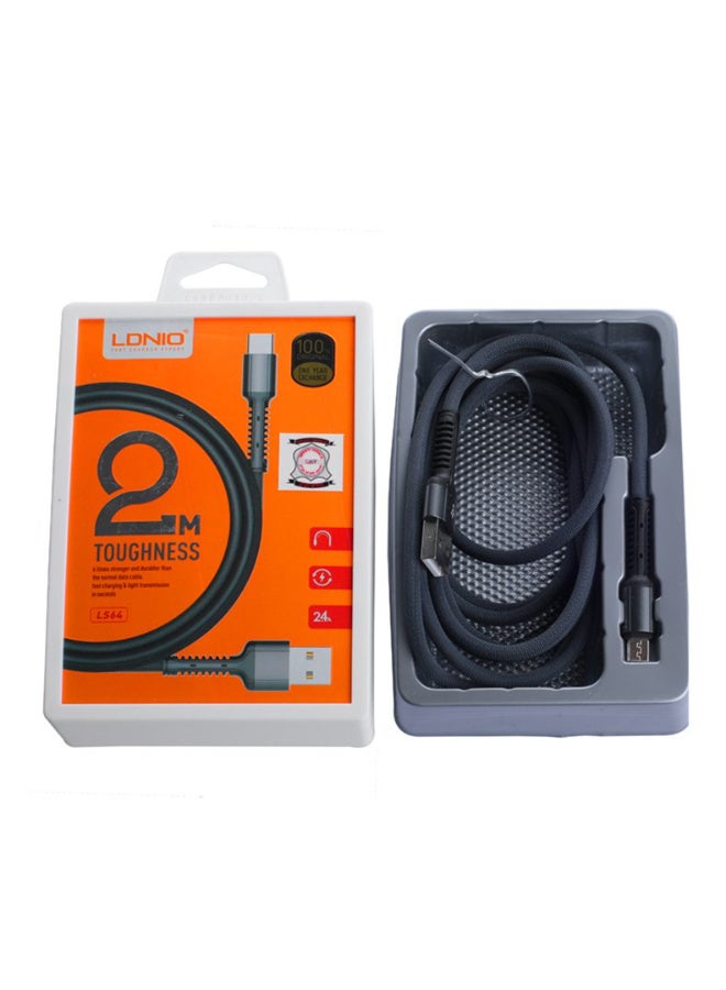 لدينو كابل بيانات وشحن سريع من إلدنو LS64، بطول مترين، تيار 5 أمبير، من إلدنو، الأكثر مبيعًا، لشحن الهواتف المحمولة من النوع C، كابل بيانات USB - Image 2