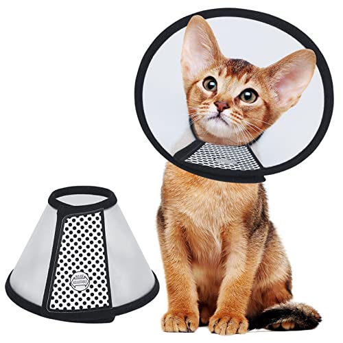 Vivifying Cat Cone Collar– 3 Sizes Lightweight Soft Edge Recovery Cone for Cats, Adjustable Plastic Elizabethan Anti-Lick E-Collar for Post-Surgery Protection (Small) - Image 1