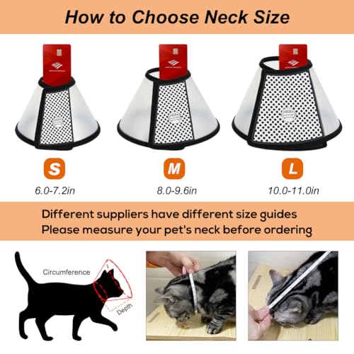 Vivifying Cat Cone Collar– 3 Sizes Lightweight Soft Edge Recovery Cone for Cats, Adjustable Plastic Elizabethan Anti-Lick E-Collar for Post-Surgery Protection (Small) - Image 4