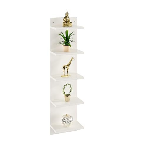 FURNEASER Sampller Wall Shelves for Living Room, Hanging Decoration & Corner Display Shelf, Modern & Stylish Bookcase Bookshelf (White) - Image 5
