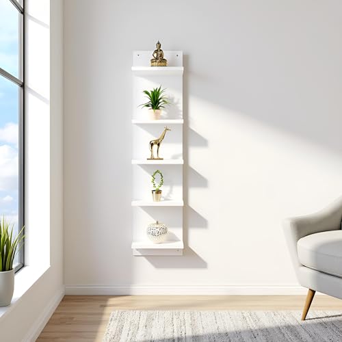 FURNEASER Sampller Wall Shelves for Living Room, Hanging Decoration & Corner Display Shelf, Modern & Stylish Bookcase Bookshelf (White) - Image 1