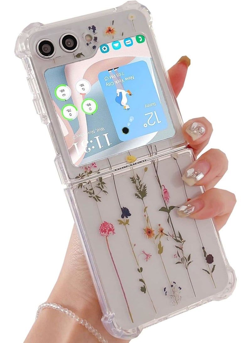 SOLARAE Case Clear, Compatible with Samsung Galaxy Z Flip 5 5G Case for Women Girly Soft TPU Slim Shockproof Protective Phone Case for Z Flip 5 5G 2023 (Flower Vine) - Image 1