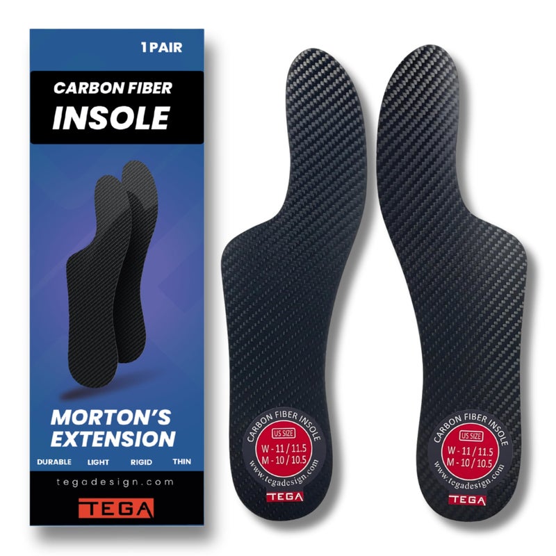 TEGA MortonÂ´s Extension Orthotic, Carbon Fiber Rigid Insole - 1 Pair - Morton's Toe, Turf Toe, Hallux Limitus, Hallux Rigidus, Arthritis (W13/M12) - Image 1
