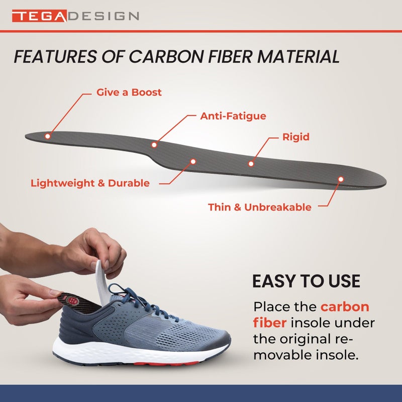 TEGA MortonÂ´s Extension Orthotic, Carbon Fiber Rigid Insole - 1 Pair - Morton's Toe, Turf Toe, Hallux Limitus, Hallux Rigidus, Arthritis (W13/M12) - Image 5