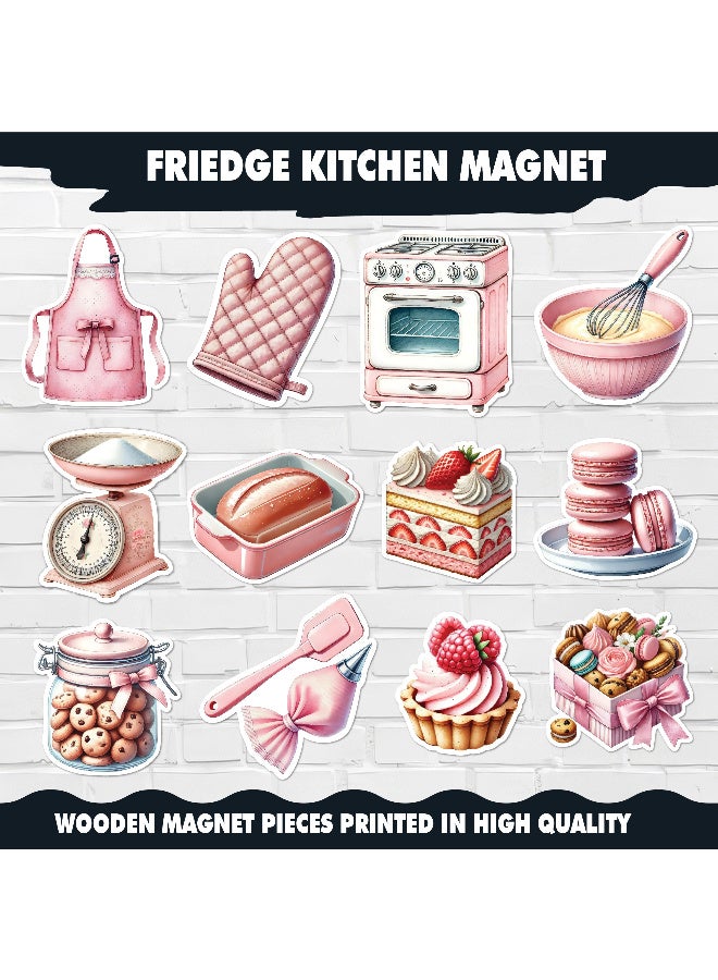 Fridge Magnet, Funny Kitchen Pink Collection 12 Pieces, Magnetic Fridge Decor, Decorative Magnets, Strong Magnet, Magnetic Stickers, Fridge Magnet Set, Cute Refrigerator Magnets  - Image 2
