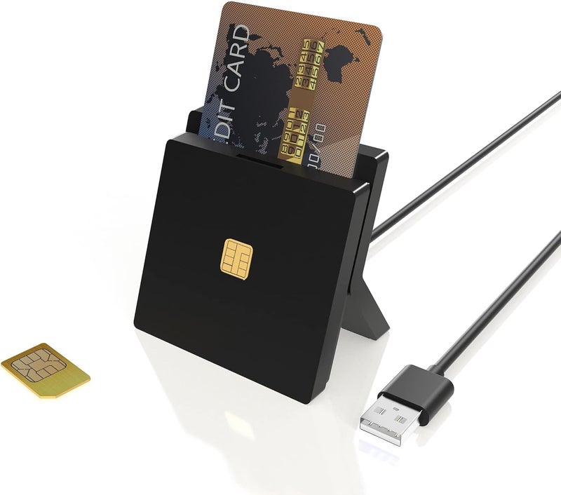 NALACAL قارئ بطاقة CAC، قارئ بطاقة SIM، قارئ بطاقة ذكي ذو فتحتين لوزارة الدفاع الأمريكية، وصول مشترك عبر USB لبطاقات CAC/SIM/ID/IC/بنك/صحة/تأمين/ضريبة إلكترونية/بطاقة شريحة اتصال، متوافق مع Windows/Vista/7/8/11 - Image 1