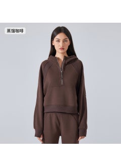 Generic New Velveteen Warm Hoodie Women Crop Sportswear Distilled coffee 