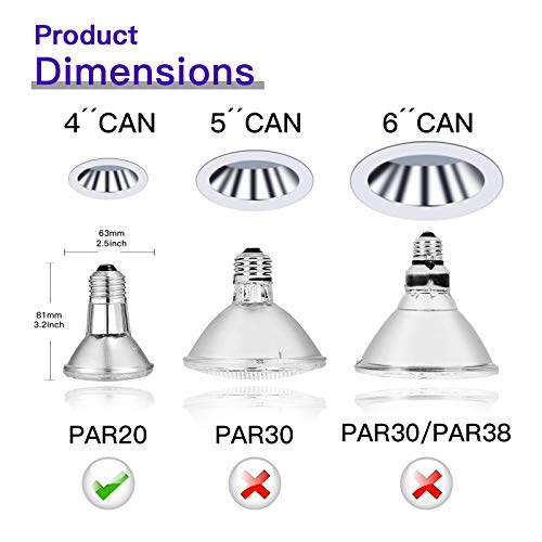 Jaenmsa PAR20 Flood 39W 120V Halogen Light Bulbs 6 Pcs, PAR20 39W ECO Halogen Bulb Warm White 2700K, Dmimable PAR20 E26 Halogen Bulb 546 Lumens Reflector for Track Lighting & Hood Range Light Bulbs - Image 5