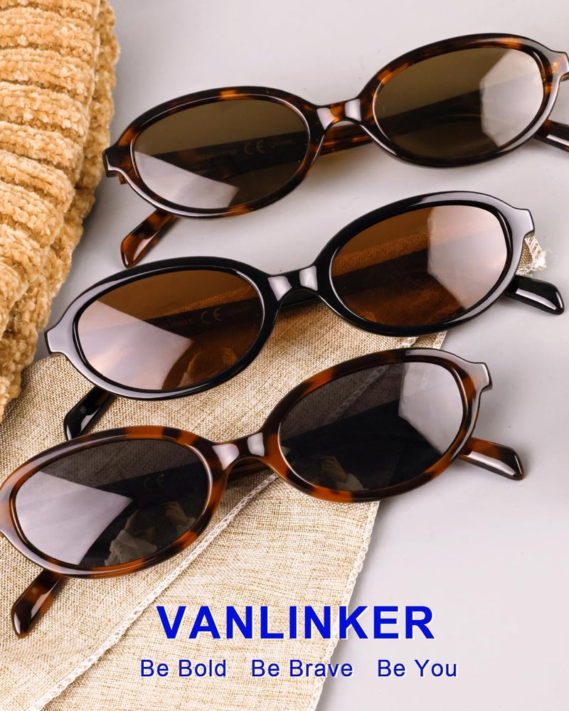 VANLINKER Retro Oval Polarized Sunglasses for Women Small Narrow 90s Trendy Y2k Shades VL9890,Tortoise/Grey - Image 3