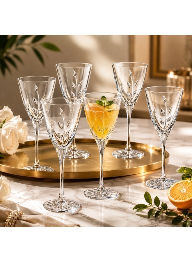RCR Luxury French Crystal Juice Glass Set, 6 Pieces 🥂 | Tree Branch Pattern Design 🌿 | Elegant Clear Glass Glasses for Drinks, Juices, and Sophisticated Hospitality | Height 19 cm - Image 1