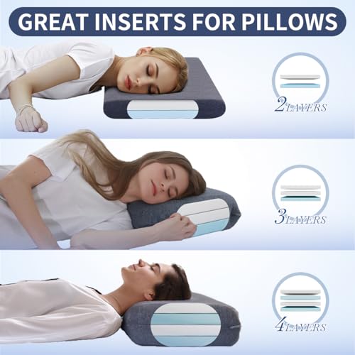 LOFE Adjustable Memory Foam Pillow's One Layer - 1 Height 1.2'' Insert for Cervical Pillow for Neck Pain Relief, CertiPUR-US Memory Foam Piece, Ultra Thin Pillow for Stomach Sleeper, Blue, Ultra Soft - Image 5