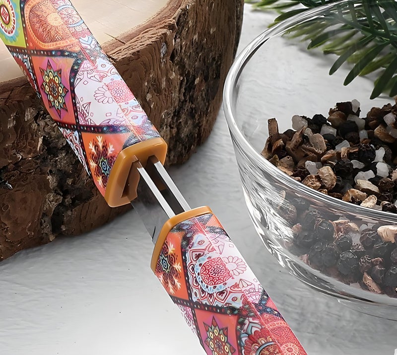 Kneefcy Blade Knife Set with Printed Plastic Handle – Fruit Cutting, Peeling & Kitchen Utility Use | Decorative Compact Knife with Dual Stainless Blades and Blade Cover - Image 3