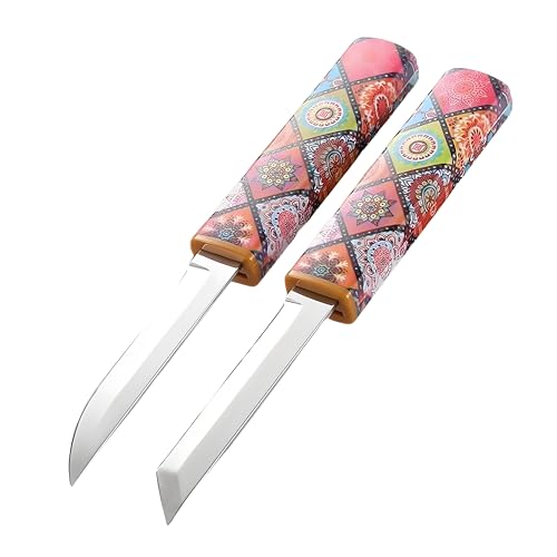 Kneefcy Blade Knife Set with Printed Plastic Handle – Fruit Cutting, Peeling & Kitchen Utility Use | Decorative Compact Knife with Dual Stainless Blades and Blade Cover - Image 5