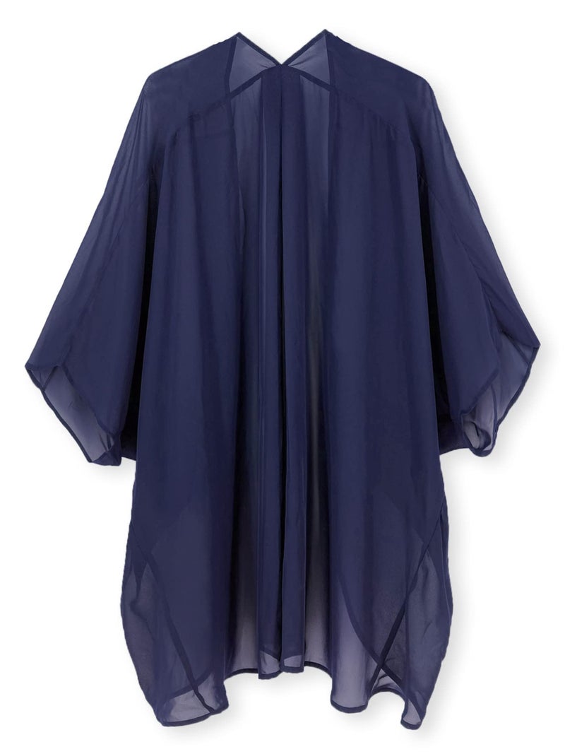 Moss Rose Women's Beach Kimono Coverup Sheer Chiffon Cover Ups, Casual Loose Open Front Cardigan Tops Solid Navy - Image 3