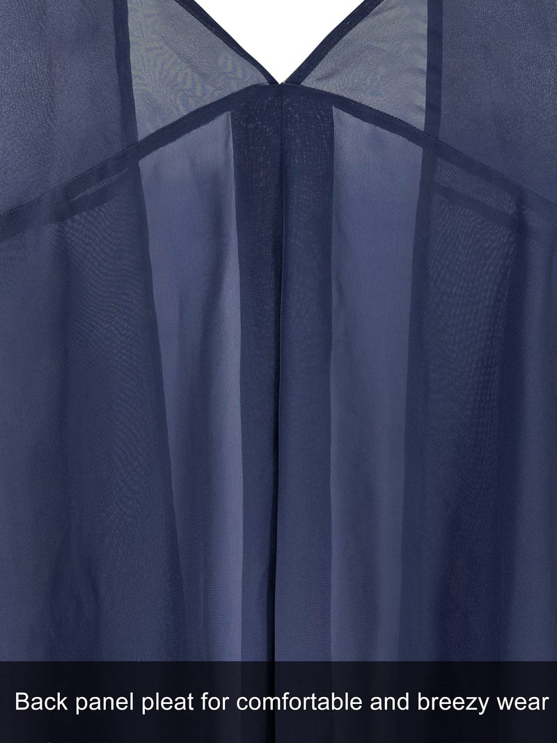 Moss Rose Women's Beach Kimono Coverup Sheer Chiffon Cover Ups, Casual Loose Open Front Cardigan Tops Solid Navy - Image 5