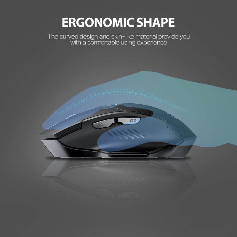 INPHIC Bluetooth Mouse for Laptop, Upgraded Visible Battery, 2400 DPI, Silent Ergonomic Computer Mouse Wireless, Mac, PC etc. - Image 4