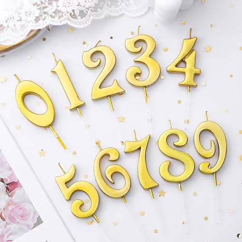Hazyore 10-Pieces Numeral Birthday Candles, Birthday Digital Candle Baking Dessert Cake Party Romantic Atmosphere Decoration Number 0-9 Cake Top Decoration for Birthdays Wedding Anniversaries Parties - Image 3