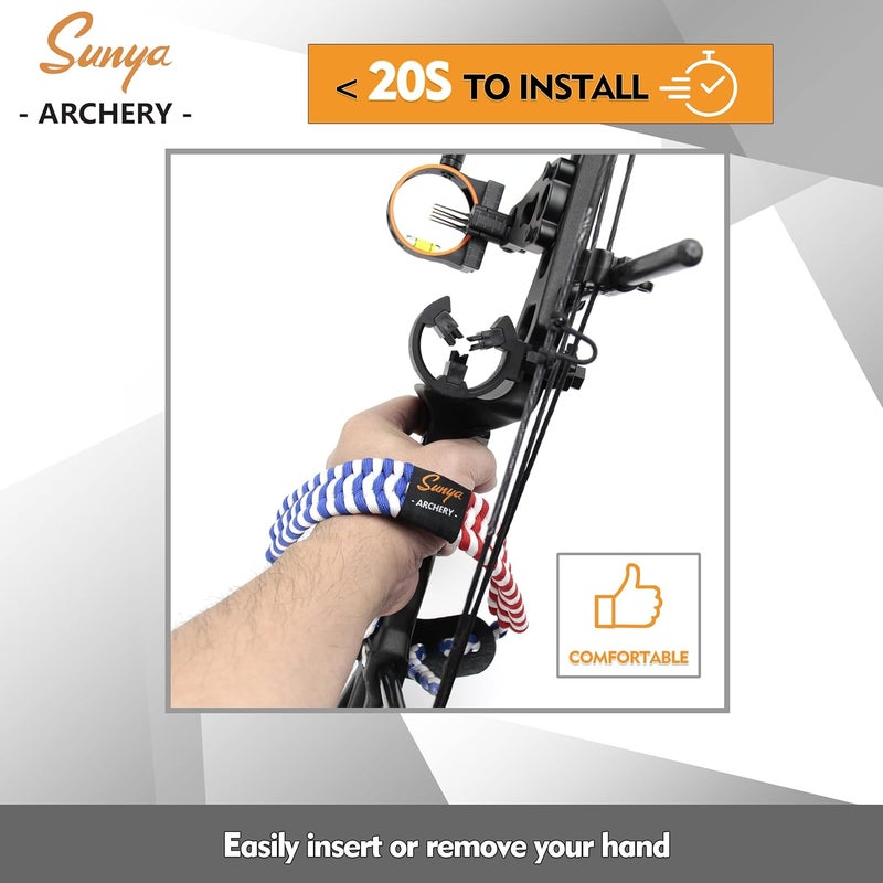 Sunya Archery Bow Wrist Sling, 550 Paracord Strap Comfortable on Hand.100% Full Grain Leather Yoke, Multiple Camo Colors.Fit Compound Bow Stabilizer & Recurve. - Image 2