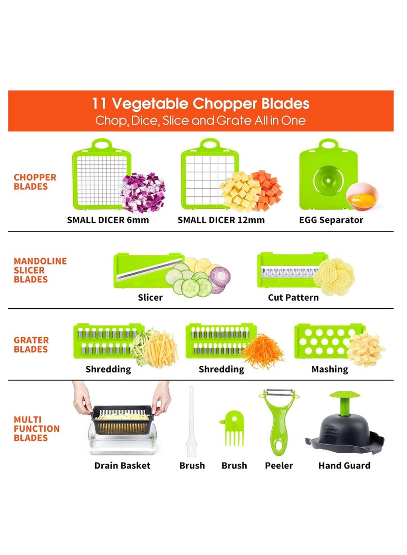 RYN Vegetable Chopper Pro Onion Chopper 14 in 1Multifunctional Food Chopper Kitchen Vegetable Slicer Dicer Cutter Veggie Chopper With 8 Blades Carrot and Garlic Chopper With Container - Image 2