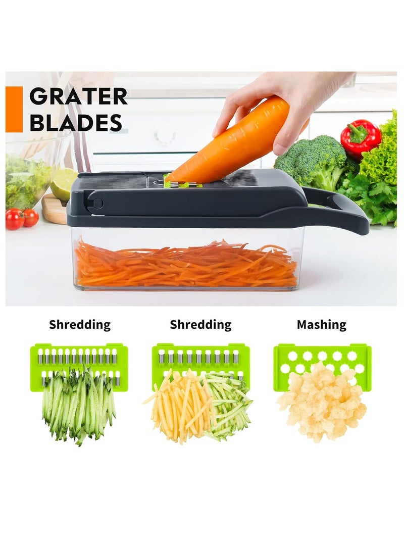 RYN Vegetable Chopper Pro Onion Chopper 14 in 1Multifunctional Food Chopper Kitchen Vegetable Slicer Dicer Cutter Veggie Chopper With 8 Blades Carrot and Garlic Chopper With Container - Image 3