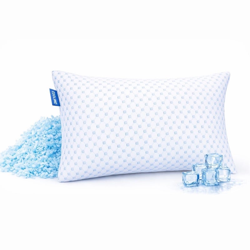 Nestl Cooling Pillow for Sleeping 1 Pack Luxury Shredded Memory Foam Pillows Queen Size Adjustable Cold Gel Pillows for Hot Sleepers Supportive Cool Pillow for Side Back Stomach Sleepers - Image 2