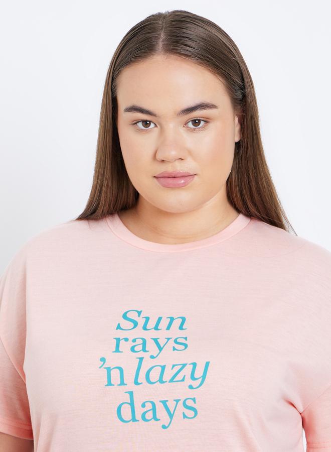 ستايلي طقم من بنطال بيجاما وتيشيرت بمقاس كبير - Image 3