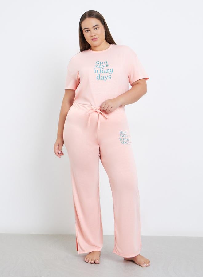 ستايلي طقم من بنطال بيجاما وتيشيرت بمقاس كبير - Image 5