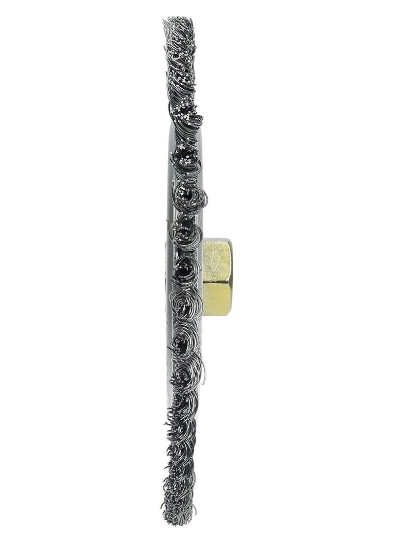 WEILER Weiler 09000 Roughneck 7" Root Pass Weld Cleaning Brush, .020" Steel Wire Fill, 5/8"-11 Unc Nut, Made in the USA, 56 Knots  - Image 3