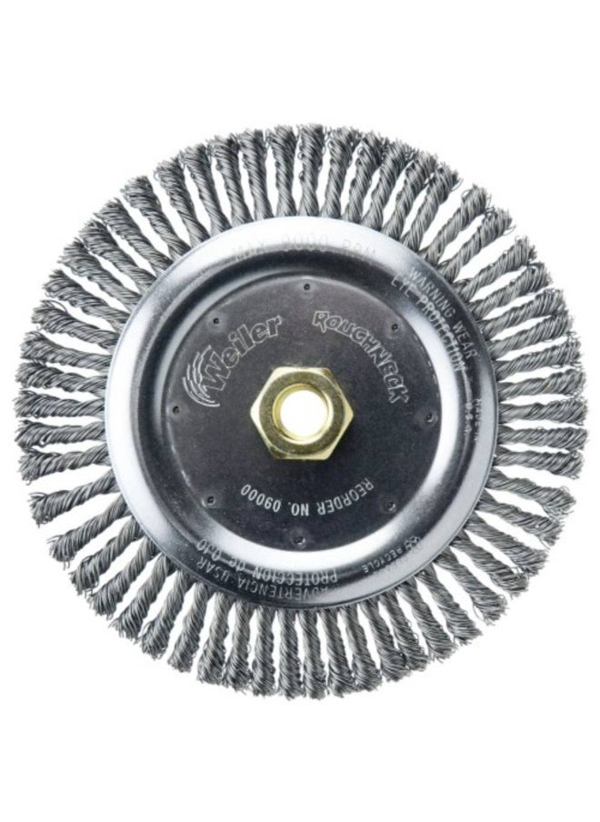 WEILER Weiler 09000 Roughneck 7" Root Pass Weld Cleaning Brush, .020" Steel Wire Fill, 5/8"-11 Unc Nut, Made in the USA, 56 Knots  - Image 1