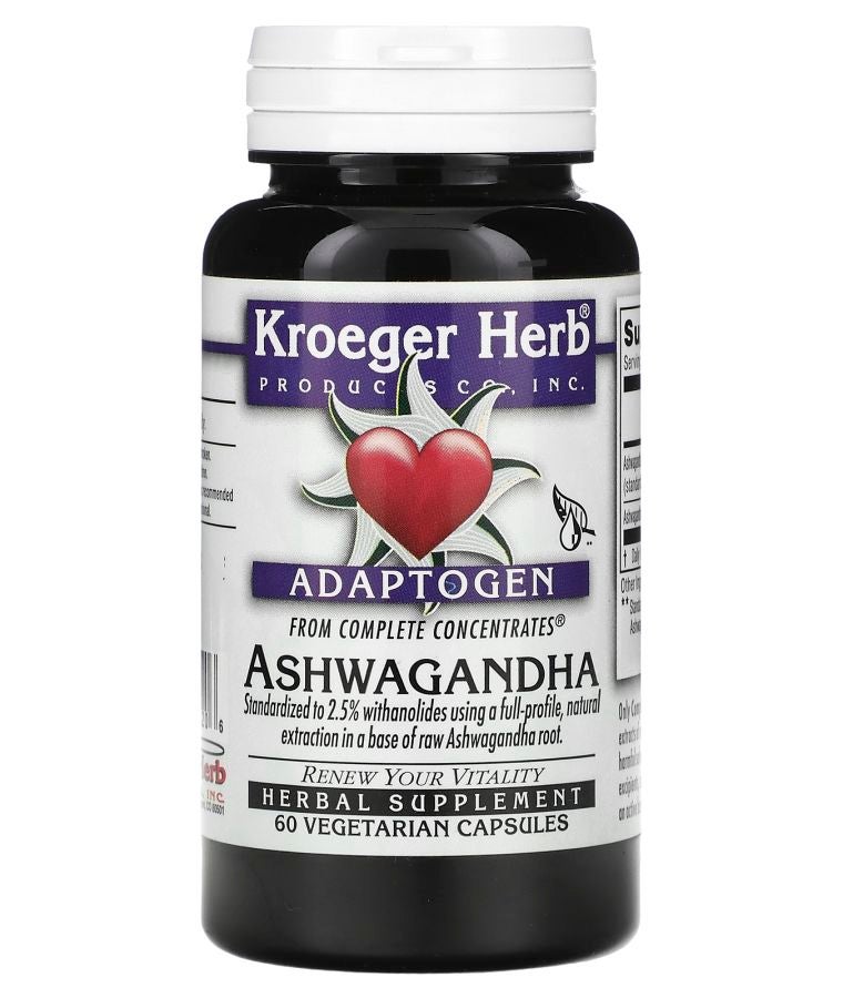 Kroeger Herb Co Ashwagandha 60 Vegetarian Capsules (225 mg per Capsule)