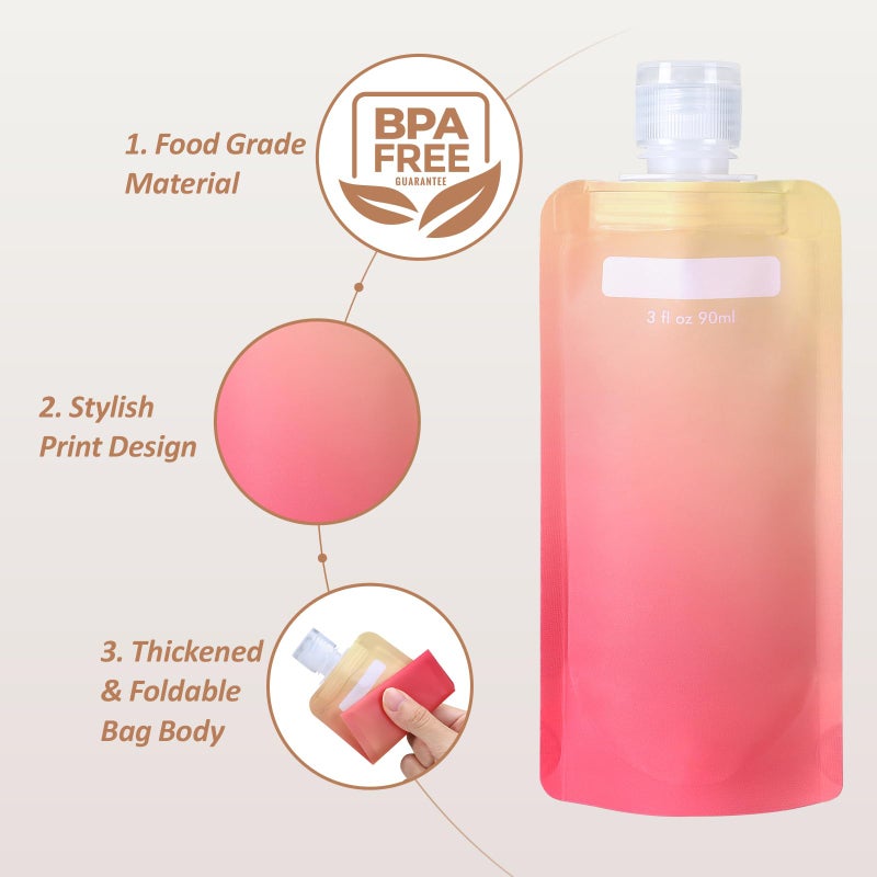 Packism حقائب PACKISM للسفر للمواد التجميلية - 12 حزمة مقاومة للتسرب بسعة 3 أونصات معتمدة من TSA، تصميم قائم، نحيف وخفيف الوزن، تأخذ مساحة أقل، تعبئة المزيد من السوائل - Image 3