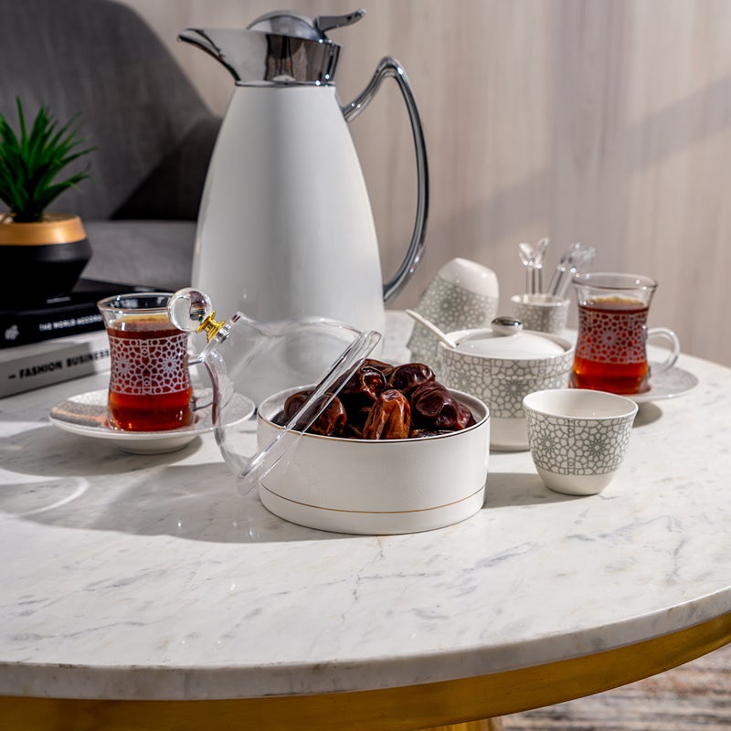 دلتي تمرية بورسلان أبيض مع غطاء 12.6*12.6*14 سم - Image 2