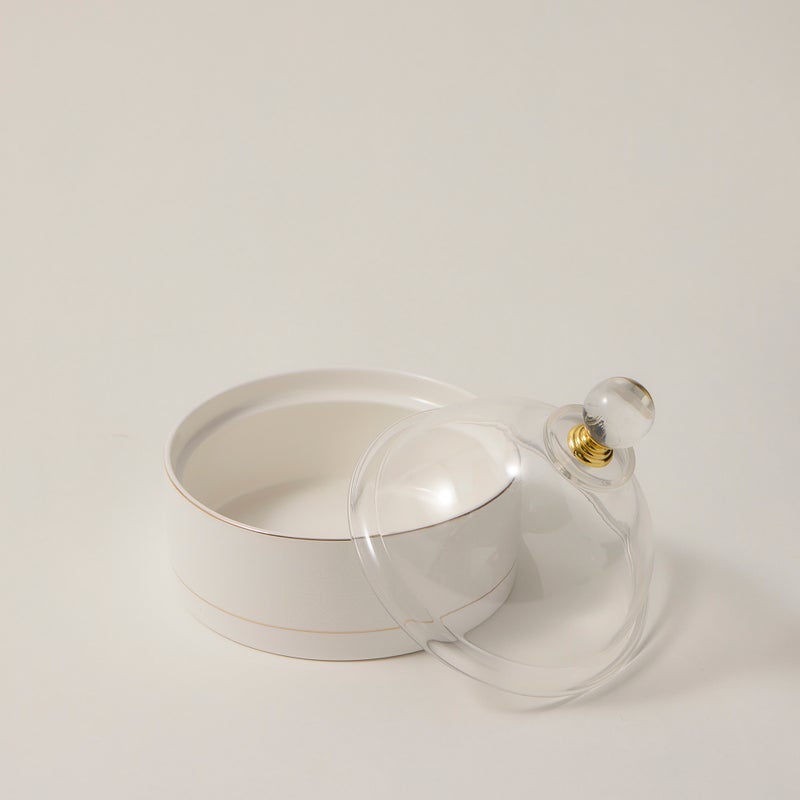 دلتي تمرية بورسلان أبيض مع غطاء 12.6*12.6*14 سم - Image 1