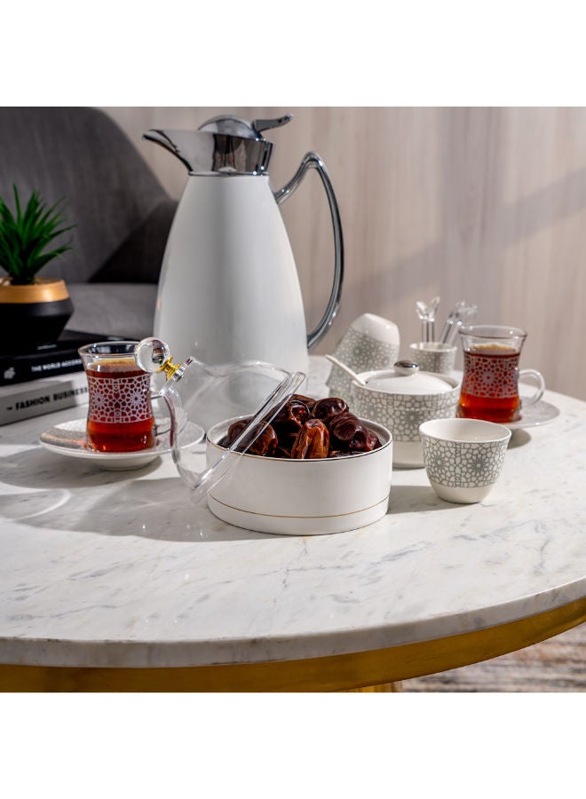 دلتي تمرية بورسلان أبيض مع غطاء 12.6*12.6*14 سم - Image 4