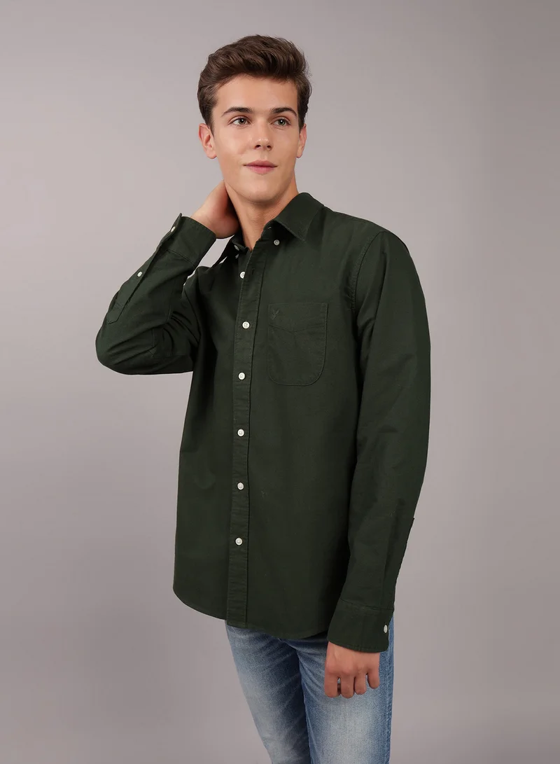 American Eagle Pocket Detail Button Down Oxford Shirt