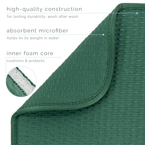 S&T INC. Dish Drying Mat XL, 18” x 24”, Absorbent Microfiber Kitchen Counter Mat, Drying Pad for Dishes, Utensils, Pots and Pans, Extra Large, Diamond Texture, Emerald Green - Image 4