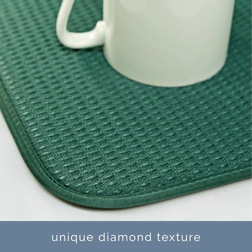 S&T INC. Dish Drying Mat XL, 18” x 24”, Absorbent Microfiber Kitchen Counter Mat, Drying Pad for Dishes, Utensils, Pots and Pans, Extra Large, Diamond Texture, Emerald Green - Image 3