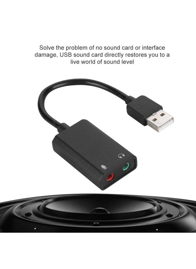 External USB Audio Sound Card Mic Adapter Independent Sound Card for Laptop Desktop